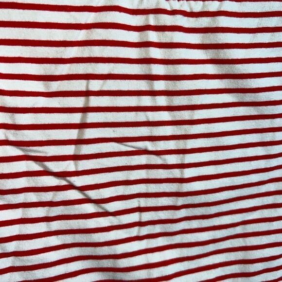 Zara Size Large Cream & Red Striped Short Sleeve Cropped‎ Shirt - Picture 2 of 5